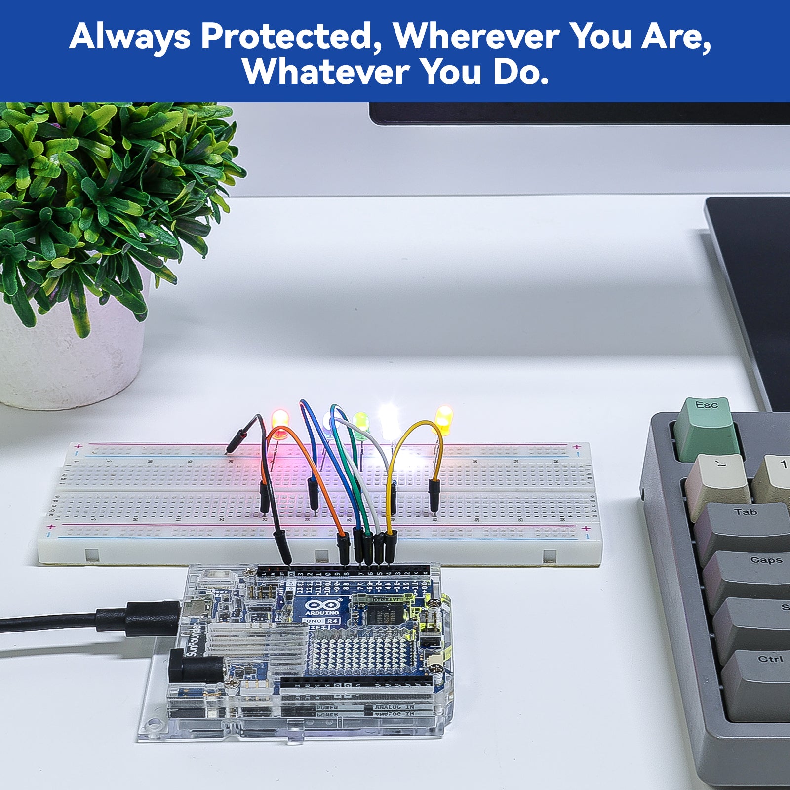 SunFounder Transparent Acrylic Case Compatible with Arduino UNO R4 WiF