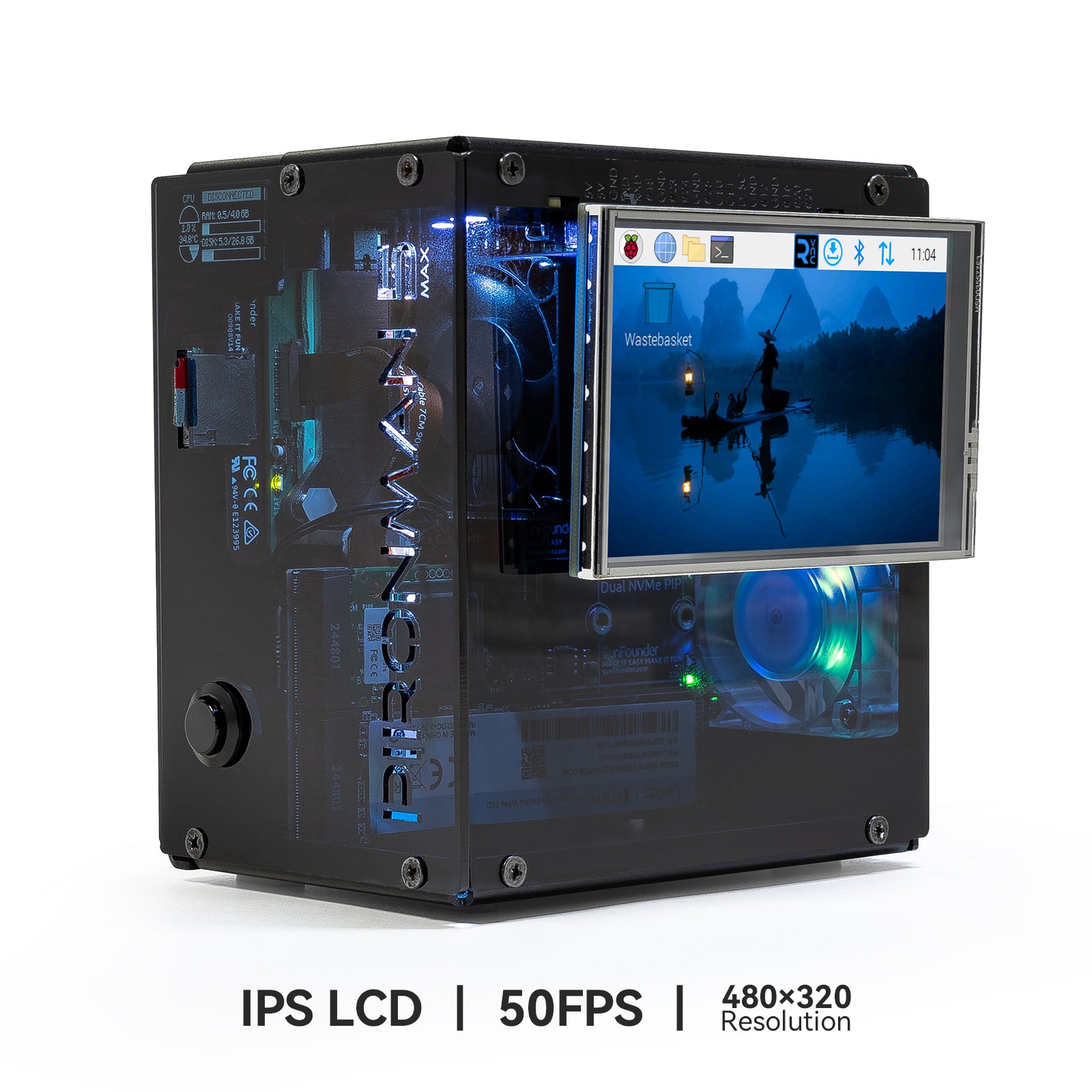 Pironman 5-MAX Dual NVMe M.2 SSD PCIe PC Case for Raspberry Pi 5 NAS R