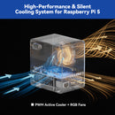 Pironman 5-Mini NVMe M.2 SSD PCIe 2.0/3.0 Mini PC Case for Raspberry Pi 5 2/4/8/16GB Hailo-8L AI Accelerator with PWM Active Cooler+RGB Fan, Safe Shutdown, RGB Effect (RPI5 Not Included) - SunFounder