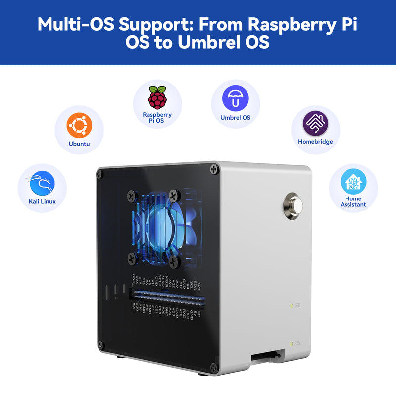 Pironman 5-Mini NVMe M.2 SSD PCIe 2.0/3.0 Mini PC Case for