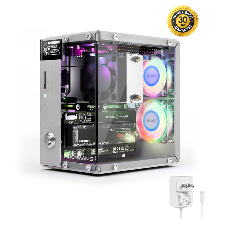 Pironman 5 NVMe M.2 SSD PCIe 2.0/3.0 Mini PC Case for Raspberry Pi 5 H