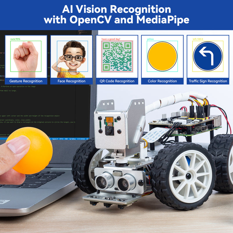 SunFounder Picar-X AI Video Robot Car Kit for Raspberry Pi 5/4/3B