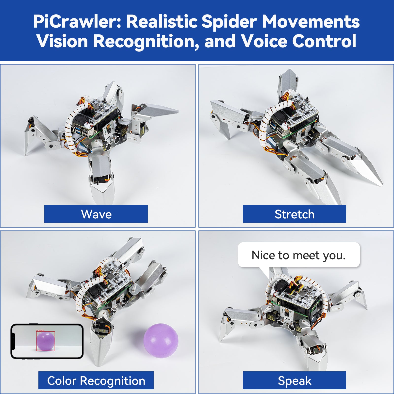 SunFounder PiCrawler AI Robot Kit for Raspberry Pi 5/4/3B+/Zero 2W ...