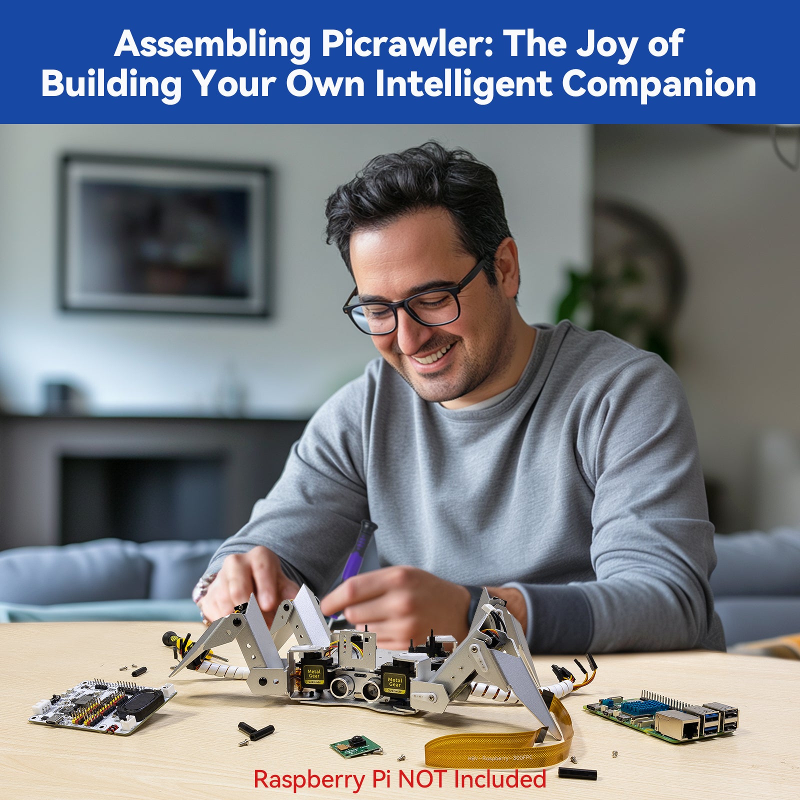 SunFounder PiCrawler AI Robot Kit for Raspberry Pi 5/4/3B+/Zero 2W ...