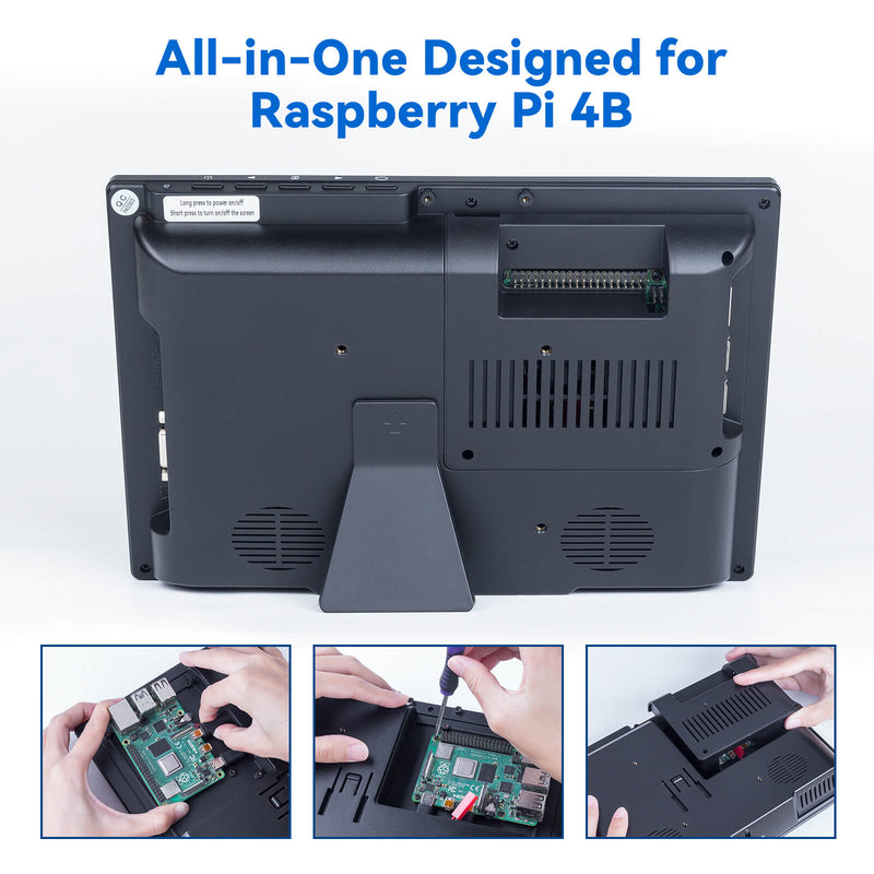 10.1'' Raspberry Pi 4B LCD IPS Display Portable Monitor with High Resolution 1280×800, All-in-One Scheme Design - SunFounder
