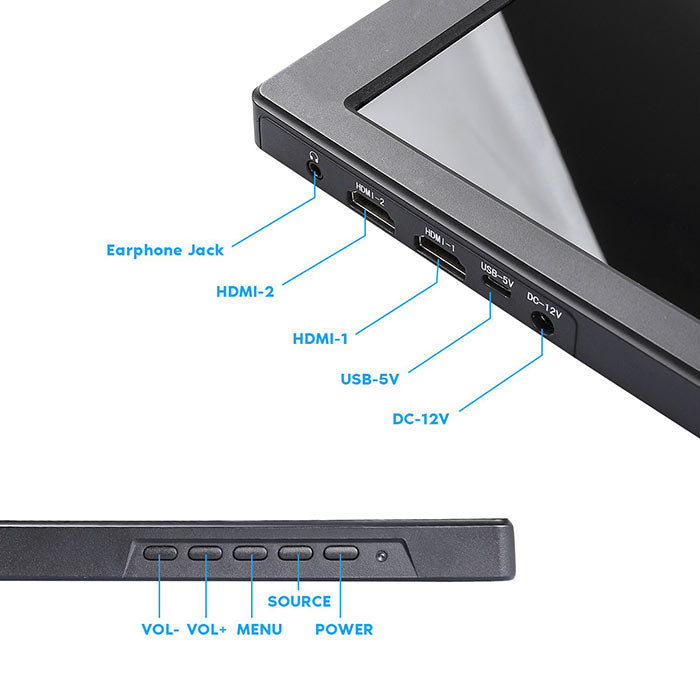 13.3'' 1920x1080 Resolution Portable Monitor Gaming Screen for Raspberry Pi 5/4B/3B+/3B/Zero 2W/LattePanda/Beagle Bone/Libre Computer Board/PS3/PS4 - SunFounder