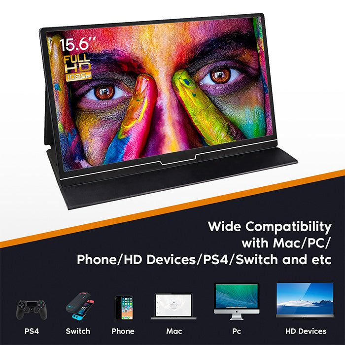 Clearance Sales! 15.6-inch Portable Monitor 1920×1080 Full HD External Display for Raspberry Pi 5/4B/3B+/3B/Zero 2W/LattePanda/Beagle Bone/Libre Computer Board/PS3/PS4 - SunFounder