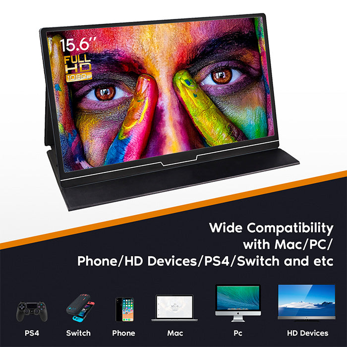 Portable Gaming Monitor-Mukesh 15.6-inch Portable Usb C IPS LCD Monitor 1920×1080 Full HD External Display