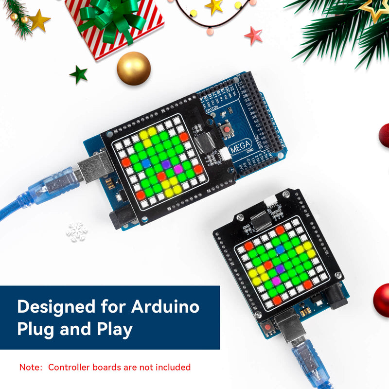 RGB 8x8 64 LED Matrix Panel Compatible with Arduino Individually Addressable I2C Control 24 bit Color Programmable Led Matrix Shield - SunFounder