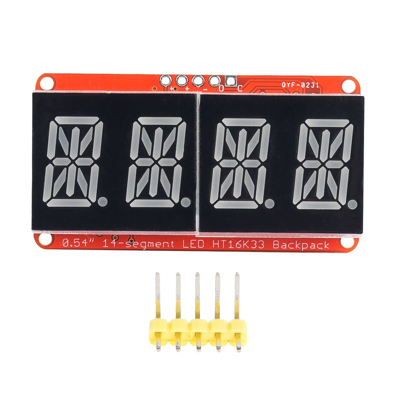 0.54''Red 4-bits 14-segment LED HT16K33 Alphanumeric Backpack