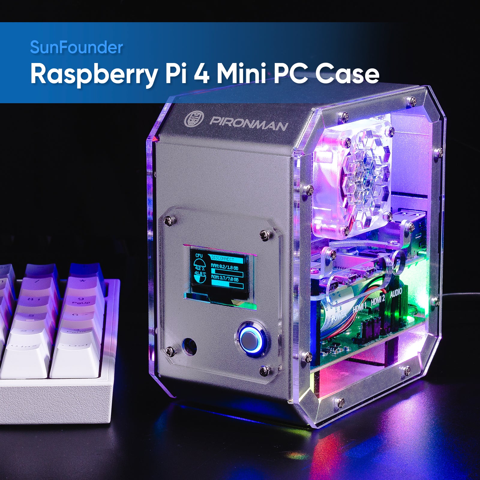 Pironman Raspberry Pi 4 Case, Raspberry Pi Mini PC - Aluminum Alloy ...