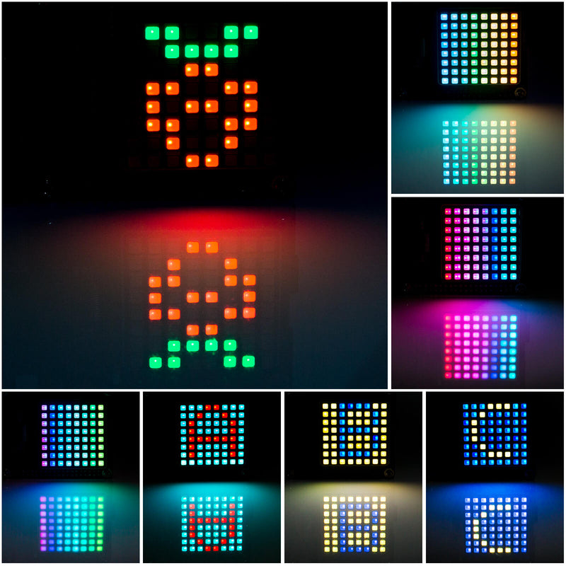 8x8 64 Pixels RGB Dot Matrix LED Panel Individually Addressable for Raspberry Pi I2C Control 24 bit color Programmable