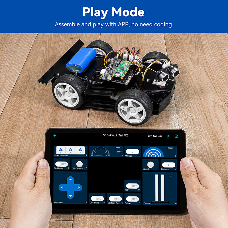 Raspberry Pi Pico Smart Car Kit （Battery Included )