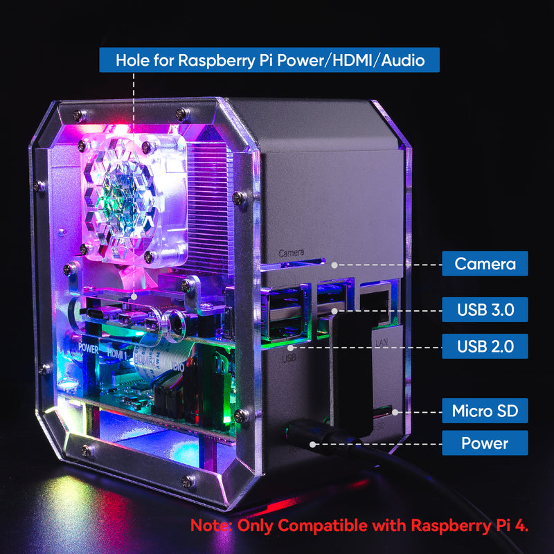 Pironman Raspberry Pi 4 Case, Raspberry Pi Mini PC - Aluminum Alloy Tower Case with Fan, Tower Cooler, M.2 SATA SSD Expansion Board, 0.96" OLED, IR Receiver and Power Button for Raspberry Pi 4