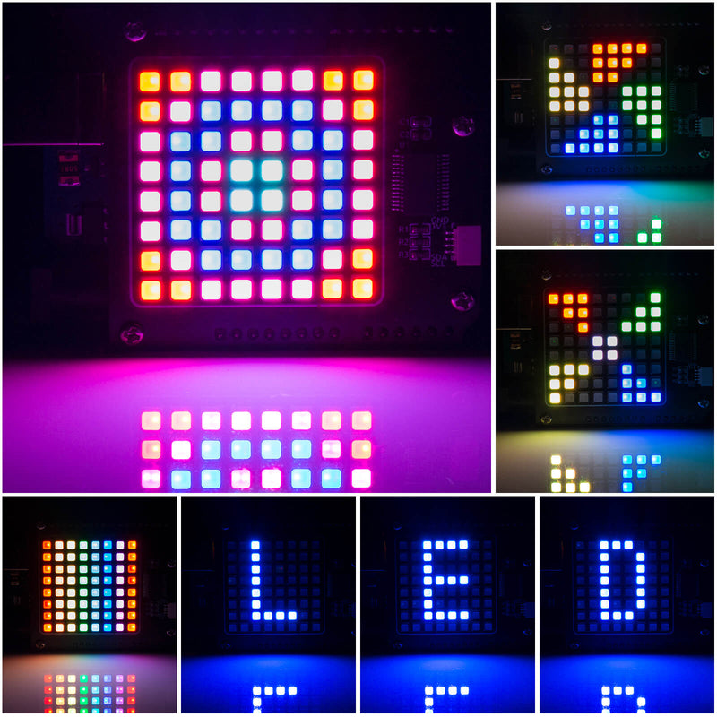 RGB 8x8 64 LED Matrix Panel Compatible with Arduino Individually Addressable I2C Control 24 bit Color Programmable Led Matrix Shield