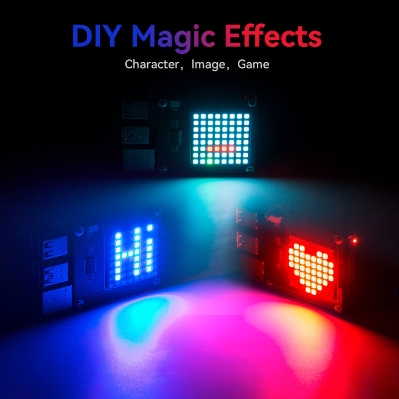 8x8 64 Pixels RGB Dot Matrix LED Panel Individually Addressable for Raspberry Pi I2C Control 24 bit color Programmable - SunFounder