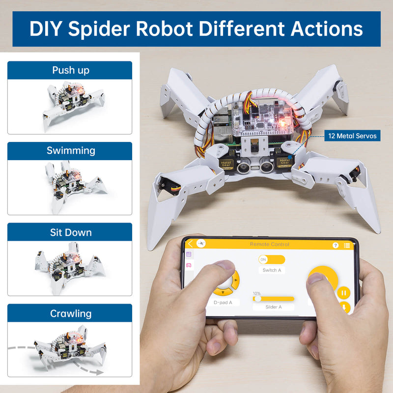 PiCrawler AI Robot kit for Raspberry Pi, Multi-Function Bionic Robots