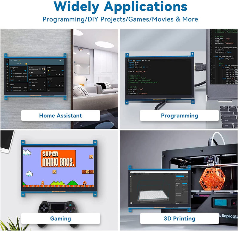 SunFounder Raspberry Pi 5 4 Display Touchscreen 7 Inch HDMI 1024×600 USB IPS LCD Screen Display Monitor for Raspberry Pi 400 5 4 3 Model B, 2 Model B, and 1 Model B+, Windows Capacitive Touch Screen - SunFounder