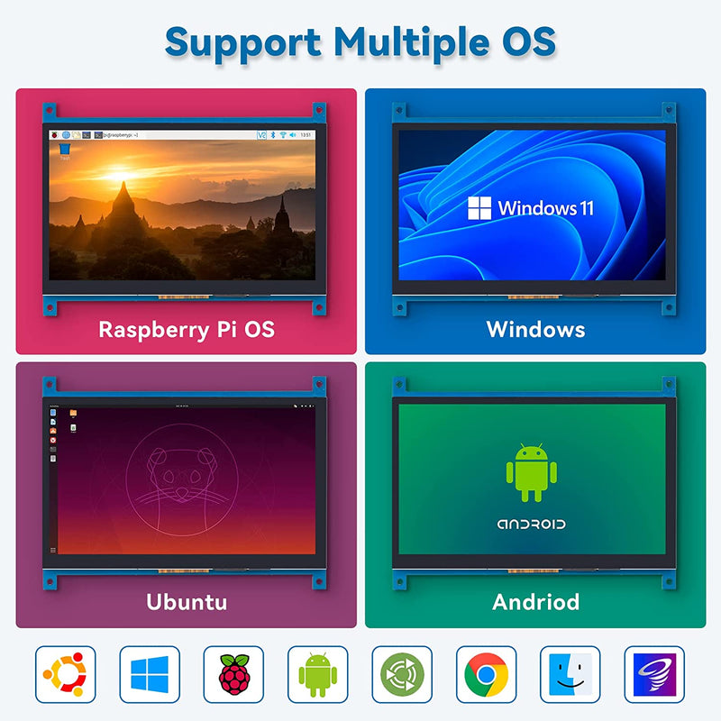 SunFounder Raspberry Pi 5 4 Display Touchscreen 7 Inch HDMI 1024×600 USB IPS LCD Screen Display Monitor for Raspberry Pi 400 5 4 3 Model B, 2 Model B, and 1 Model B+, Windows Capacitive Touch Screen - SunFounder
