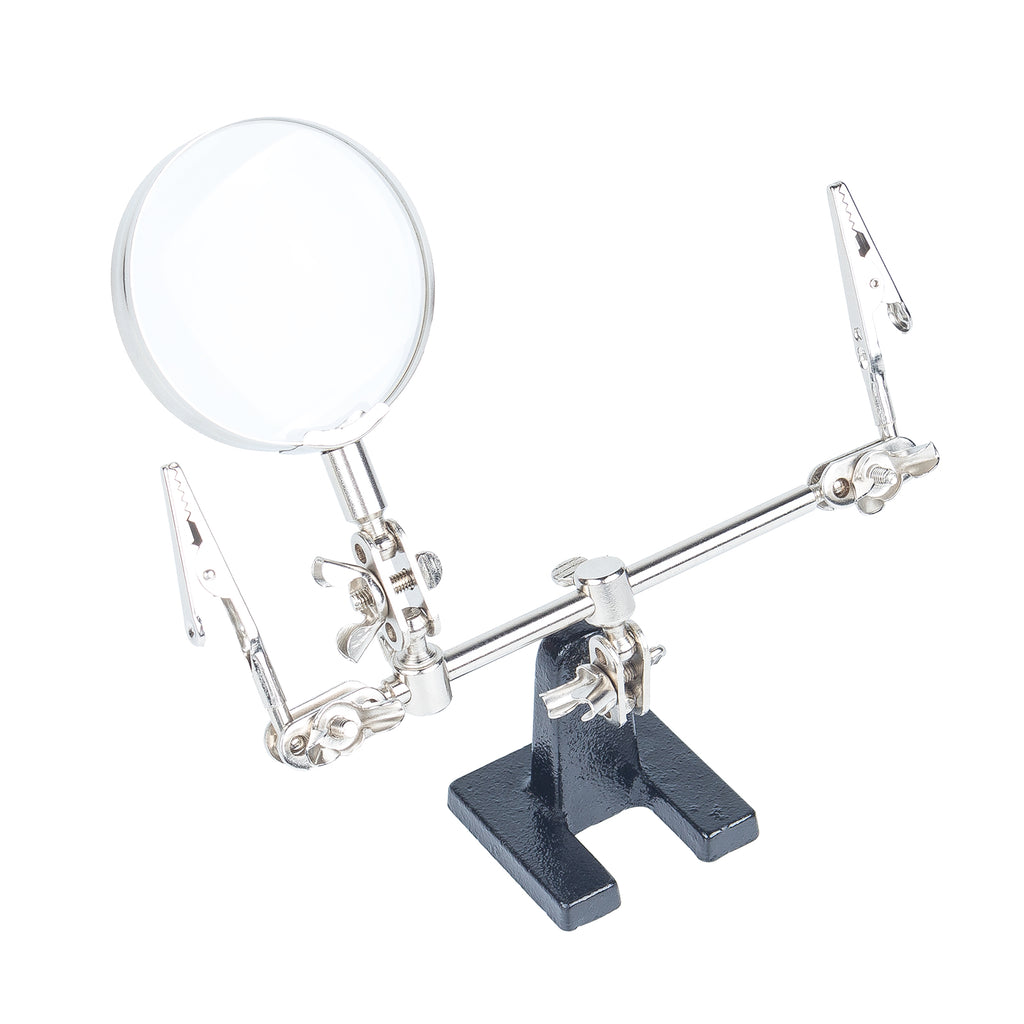 Double Third Hand with Magnifier Hands Free Work Holder Vise Clamp 
