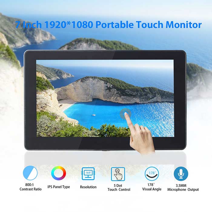 SunFounder 7'' Capacitive IPS LCD Touchscreen for Raspberry Pi with Bracket