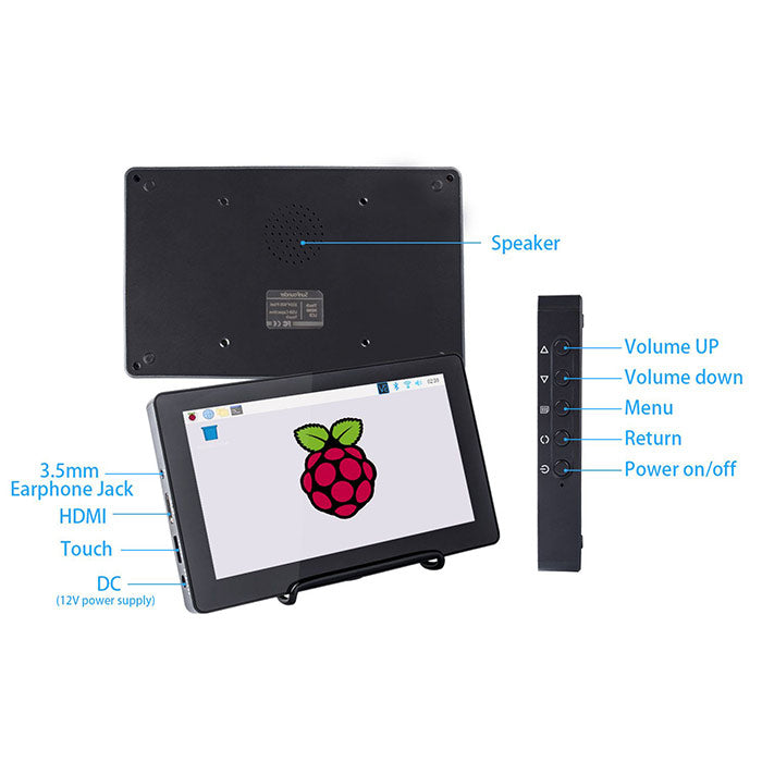 SunFounder 7'' Capacitive IPS LCD Touchscreen for Raspberry Pi with Bracket