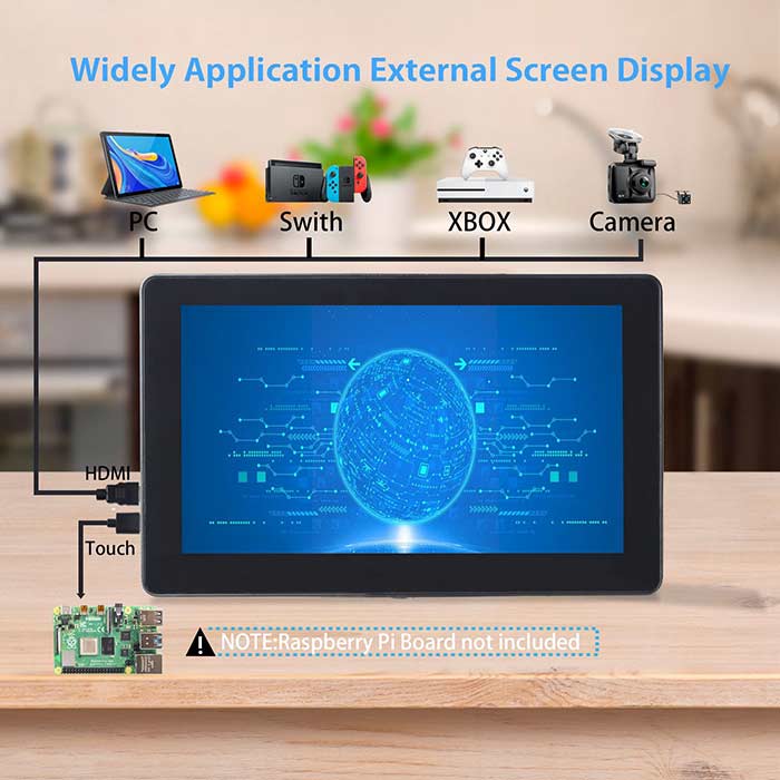 SunFounder 7'' Capacitive IPS LCD Touchscreen for Raspberry Pi with Bracket