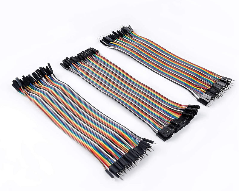 120pcs Breadboard Jumper Wires 20cm Dupont Cable, 40pin M to F, 40pin M to M, 40pin F to F Ribbon Cables Kit