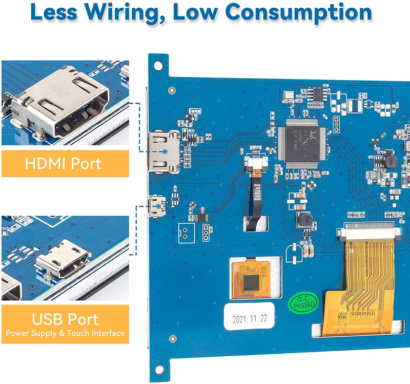 Ecran LCD 7 pouces 1024 X 600 HDMI tactile avec Support