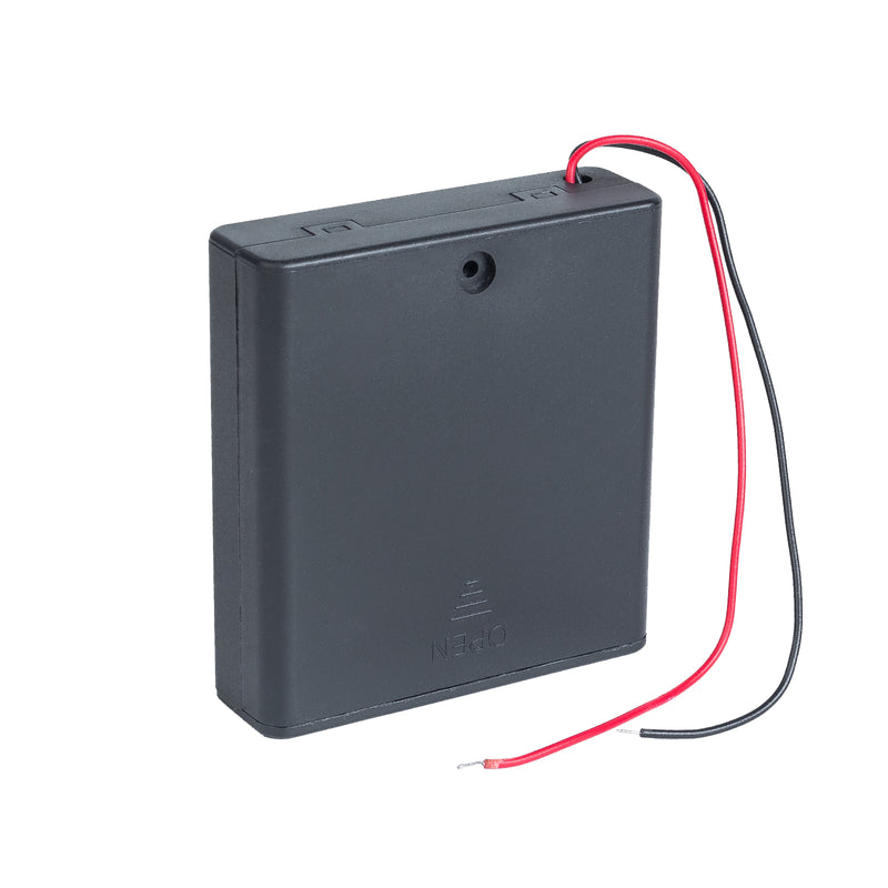 On/Off Switch 4 x 1.5V AA Battery Case Holder Leads Black with Cap - SunFounder