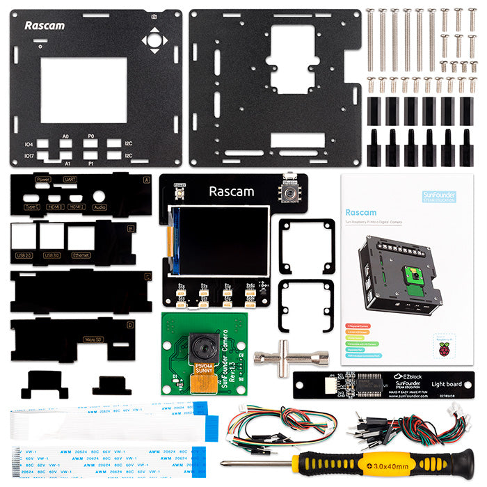 SunFounder Rascam- DIY Camera Kit for Raspberry Pi 4B, Compatible with All HQ RPi Camera Lens - SunFounder