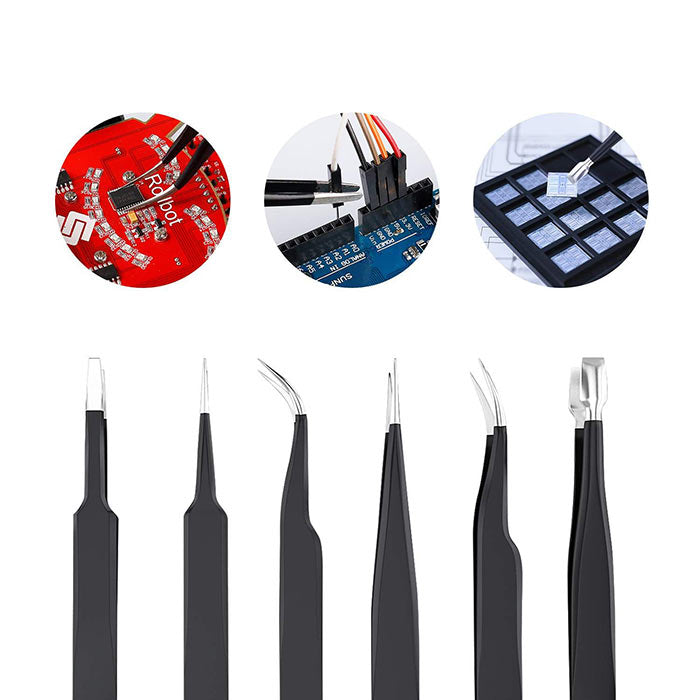 9pcs ESD Tweezers Kit Precision Anti-Static Tweezers Set