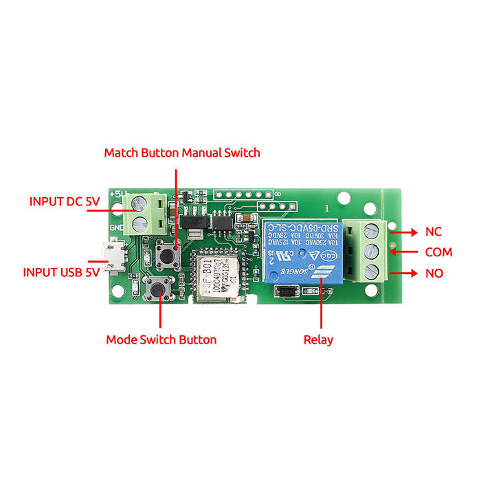 Smart Home Wireless Switch Controller-USB DC 5V Wireless Relay Module - SunFounder