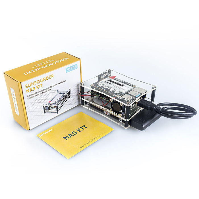 SunFounder NAS Kit for Raspberry pi 4B 3B+ 3B 3A+ 2B, NAS Hat, Dual fan, Micro SD card Included