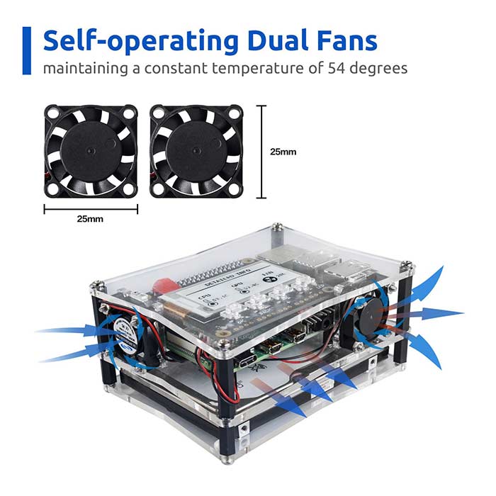 SunFounder NAS Kit for Raspberry pi 4B 3B+ 3B 3A+ 2B, NAS Hat, Dual fan, Micro SD card Included - SunFounder