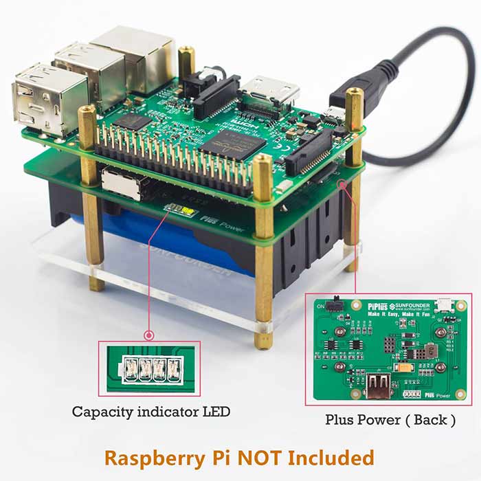 Lithium Battery Power Pack for Raspberry Pi, including the Expansion Board and Power Module(Old) - SunFounder