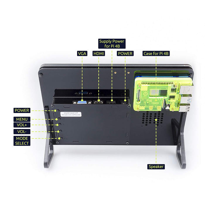 10.1'' 1280×800 HDMI IPS LCD Monitor Display for Raspberry Pi 4B with Camera Holder