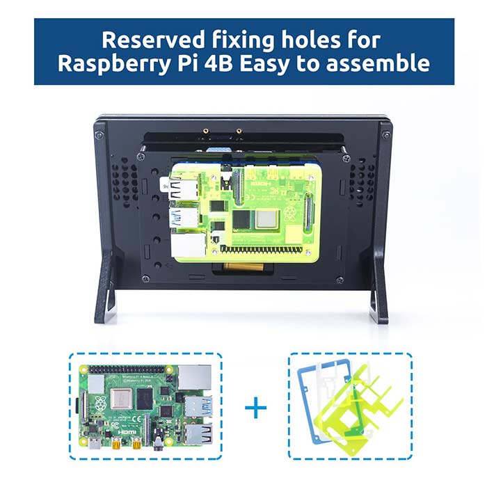 7'' 1024×600 HDMI IPS LCD Display for Raspberry Pi 4, with RPi Case Holder