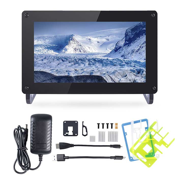 7'' 1024×600 HDMI IPS LCD Display for Raspberry Pi 4, with RPi Case Holder