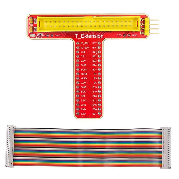 T-Shape GPIO Extension Board with 40-pin Ribbon Cable for Raspberry Pi