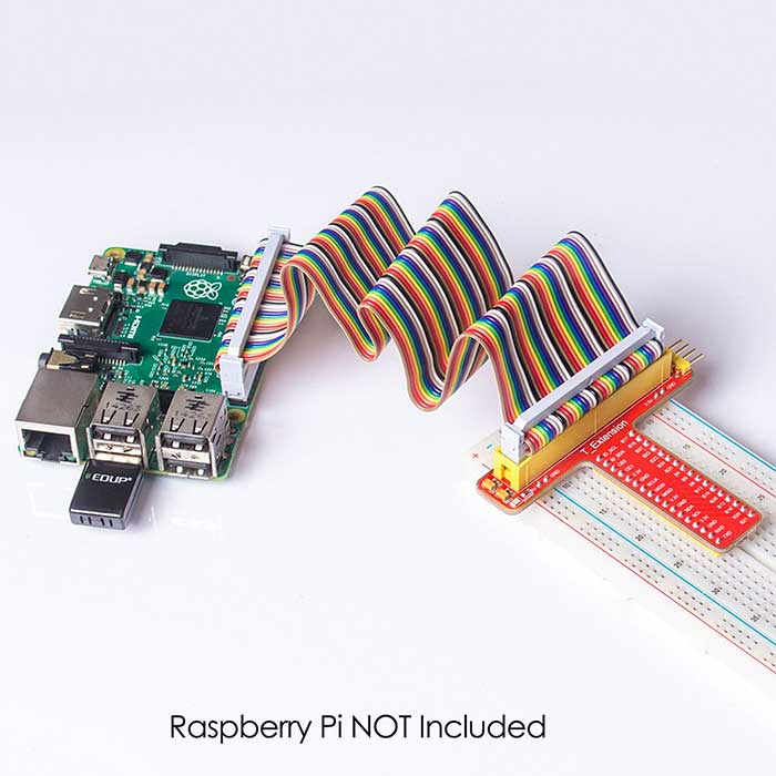 T-Shape GPIO Extension Board with 40-pin Ribbon Cable for Raspberry Pi