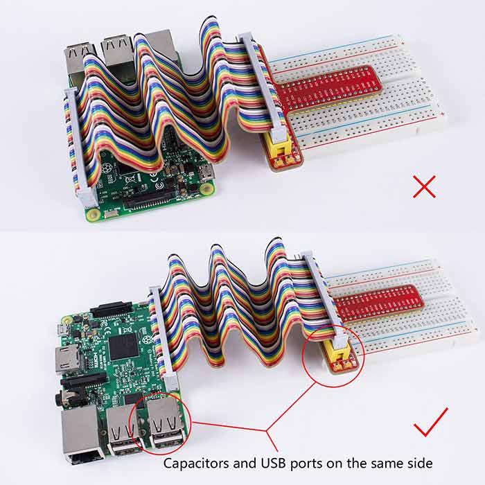 Adeept Raspberry Pi GPIO Breakout, T-Type GPIO Expansion Board +830 Points  Solderless Breadboard+65pcs Jumper Cables +40pin Rainbow Ribbon Cable, Rasp