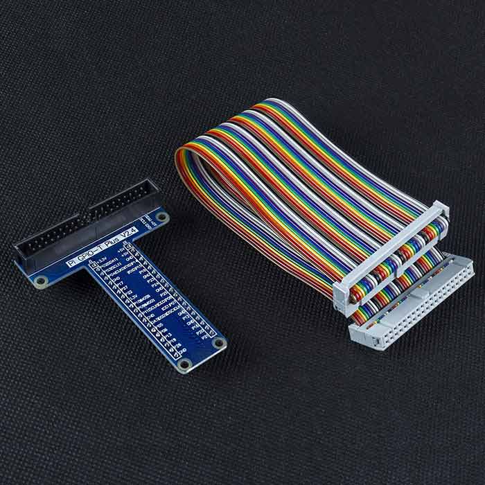 KEYESTUDIO GPIO Breakout Kit for Raspberry Pi - Assembled Pi Breakout +  Rainbow Ribbon Cable + 400 Tie Points Solderless Breadboard