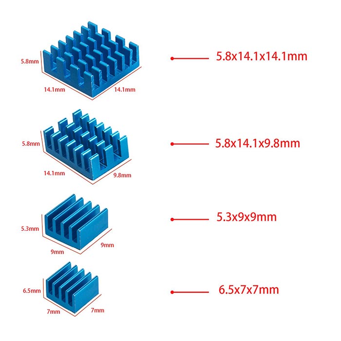 Aluminum Heat Sink for Raspberry Pi 5/4/3B+/3B(8 pcs) - SunFounder