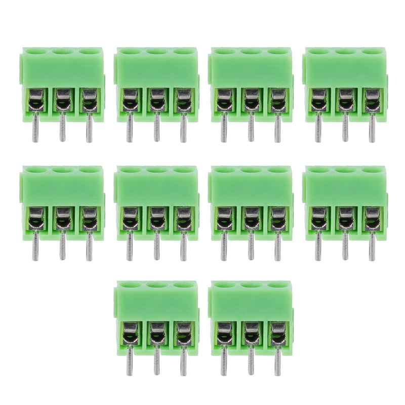 10PCS 3.5mm Pitch 3 pin 3 Way Straight Pin PCB Screw Terminal Blocks Connector 300V 10A for 18-24AWG Cable