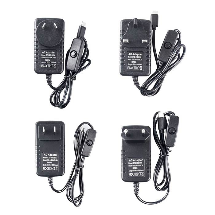 Power Supply with On/Off Switch for Raspberry Pi 4 | SunFounder