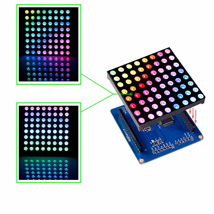 Full Color RGB LED Matrix Driver Shield + RGB Matrix Screen | SunFounder