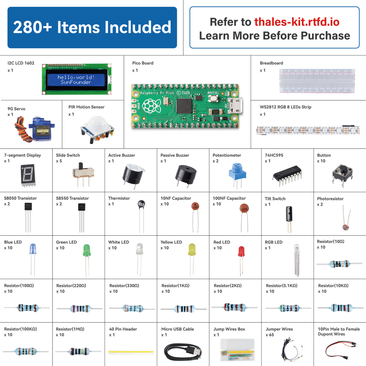 Raspberry Pi Pico Starter kit - Thales | SunFounder