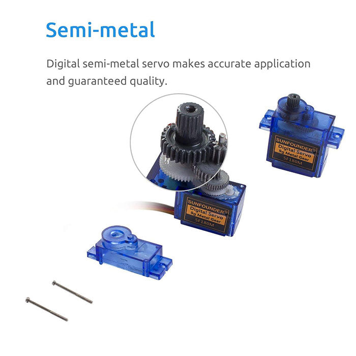 9g servo metal gear SunFounder 9g Metal SF180M Digital Semi-metal Micro Servo (2 pack)