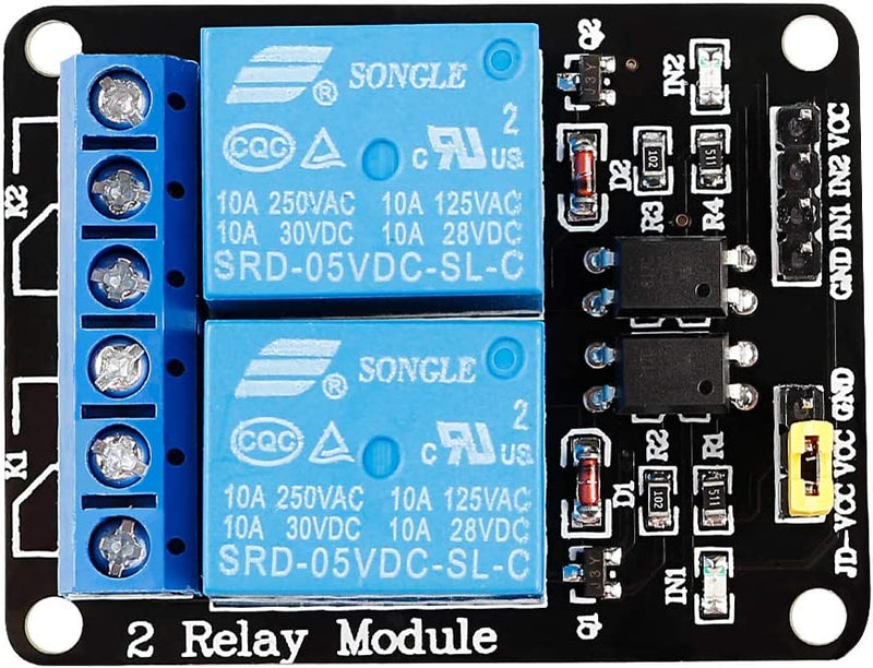2 Channel DC 5V Relay Module-Low Level Trigger | SunFounder